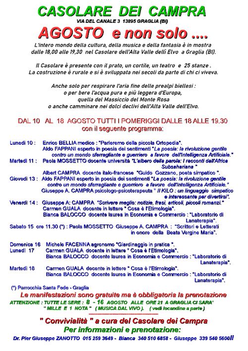 Agosto e non solo...