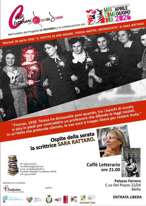 Caffè letterario "Il vestito di mia madre. Storia di Teresa Mattei, antifascista" di Sara Rattaro
