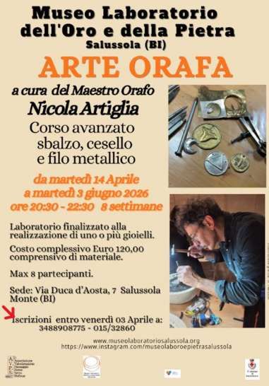 Corso avanzato sbalzo, cesello e filo metallico - Termine iscrizioni