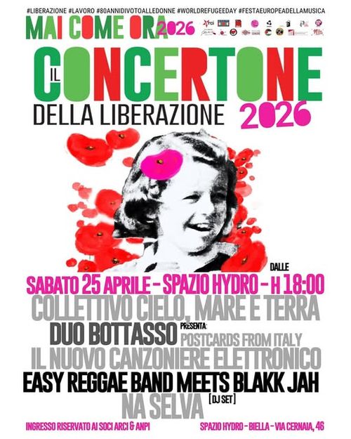 CONCERTONE DELLA LIBERAZIONE - Duo Bottasso,  Il Nuovo Canzoniere Elettronico, Easy Reggae Band meets Blakk Jah, Collettivo Cielo Mare e Terra, e Na Selva djset.