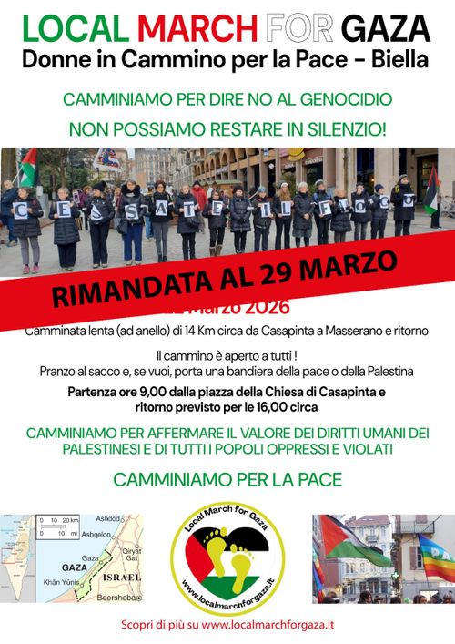 Donne in Cammino per la Pace: Local March for Gaza Casapinta - Masserano