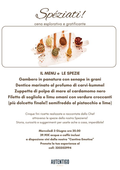 Spéziati! Cena narrata con le Spezie